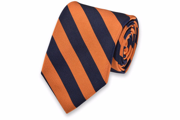 All American Stripe Necktie - Orange and Navy | Handmade Ties