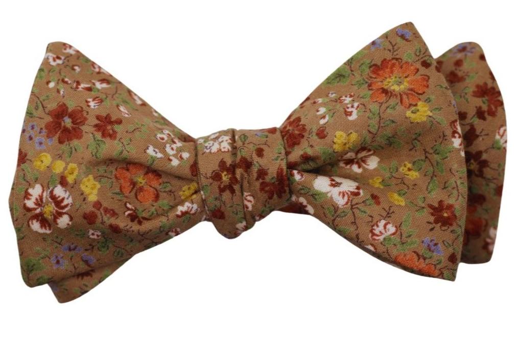 Rustic Floral Cotton Bow Tie