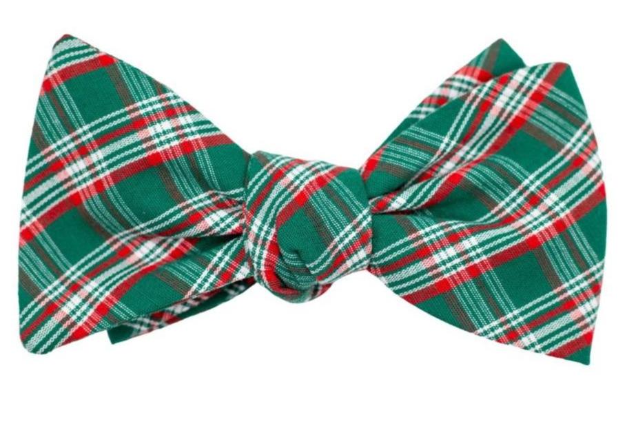 Green Holiday Plaid Bow Tie