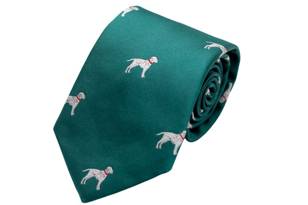 Dalmatian Dog Necktie- Emerald Green