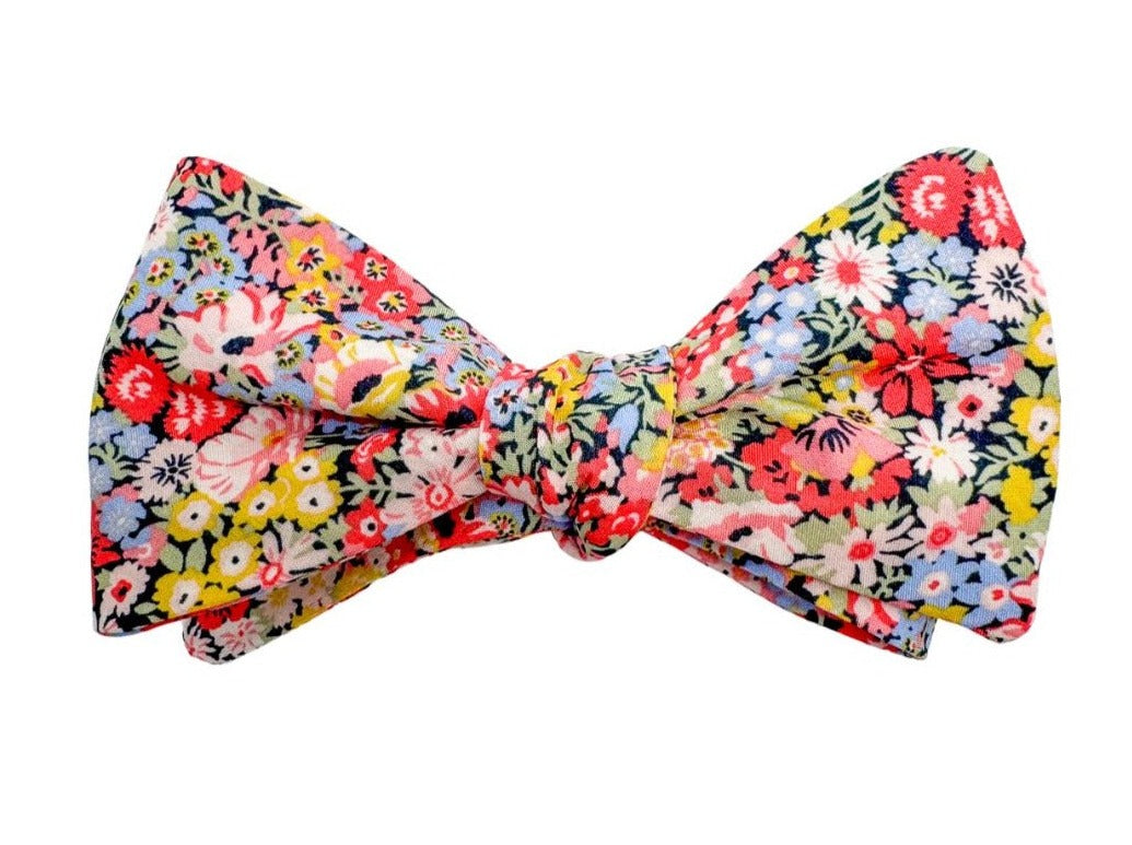 Peach Floral Cotton Bow Tie