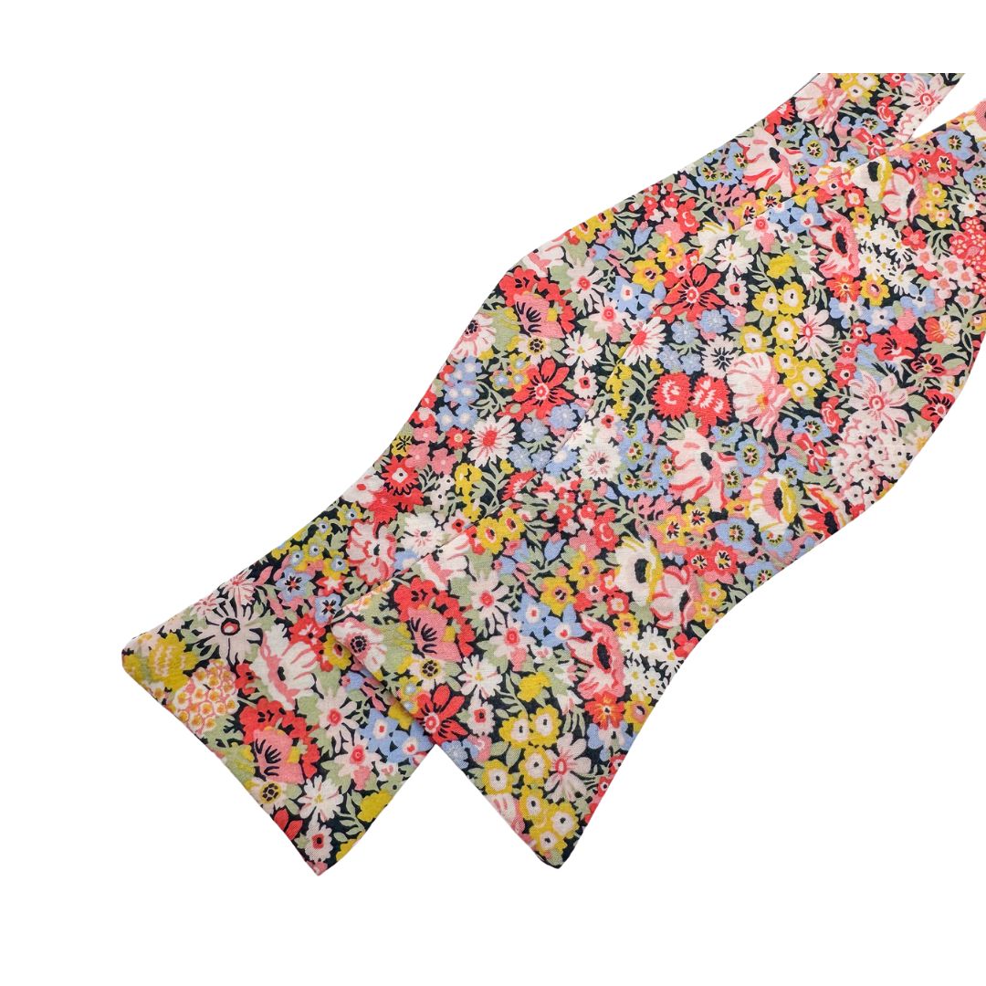 Peach Floral Cotton Bow Tie