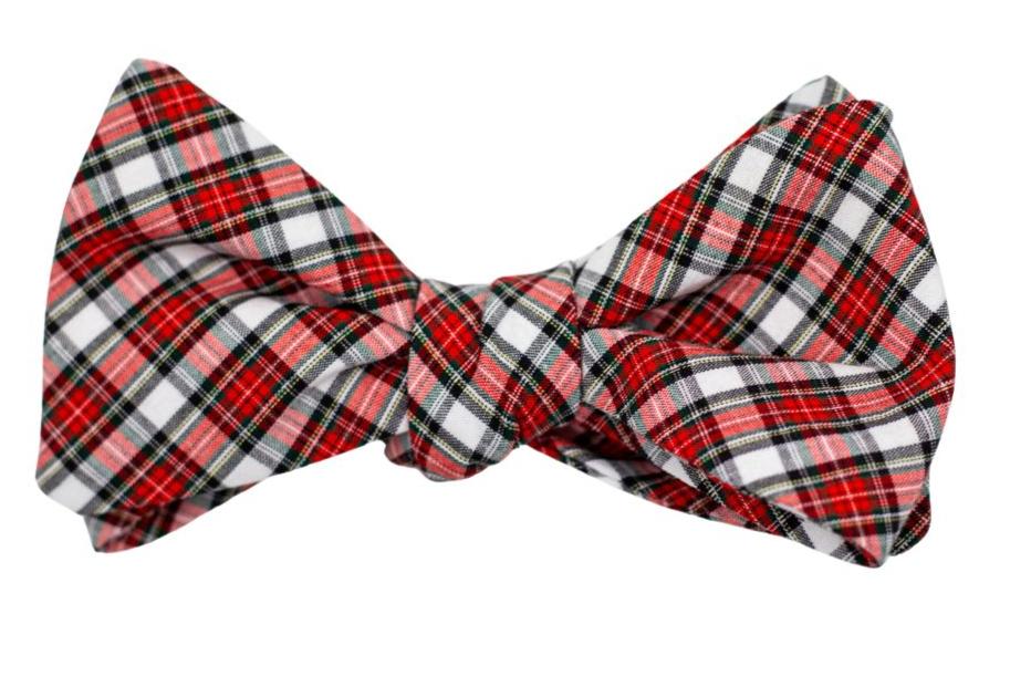 Peppermint Plaid Cotton Bow Tie