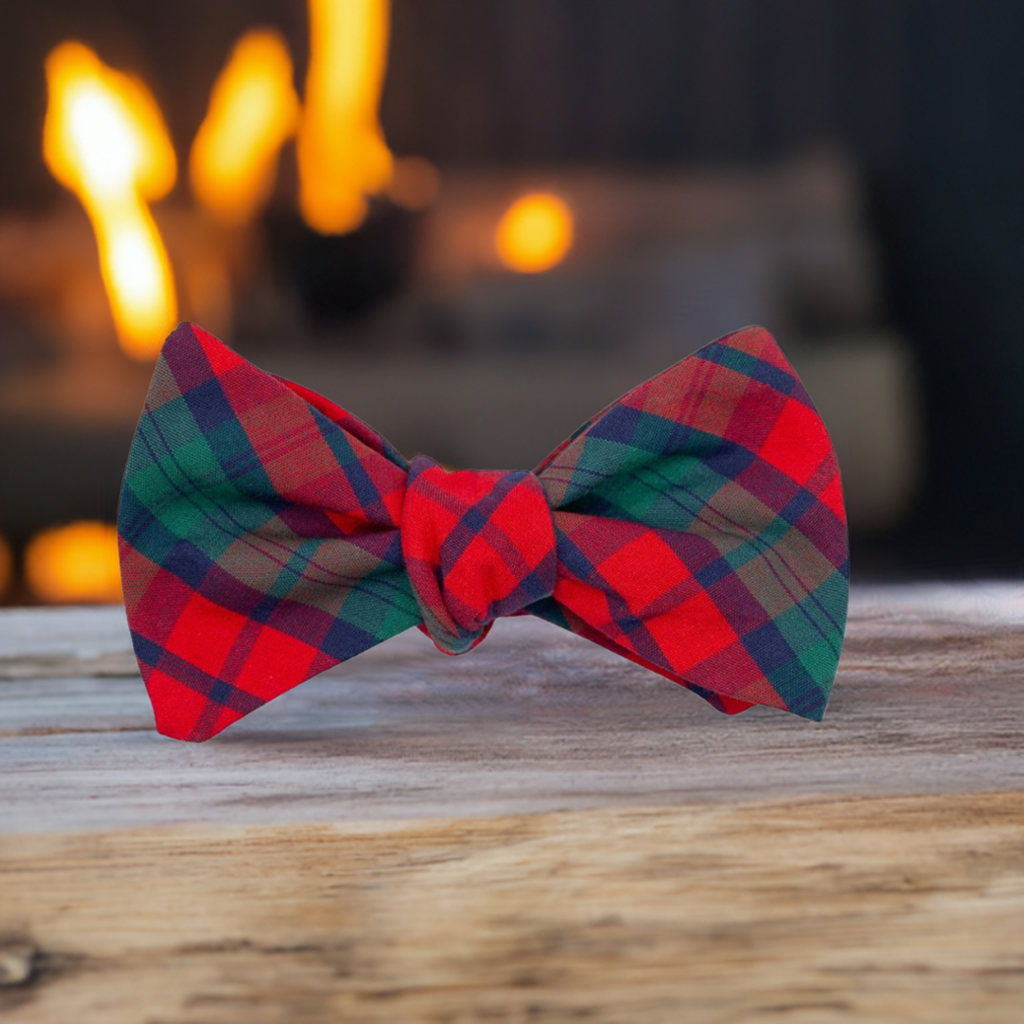 Winter Lodge Plaid Cotton Bow Tie