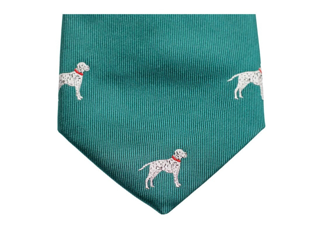 Dalmatian Dog Necktie- Emerald Green