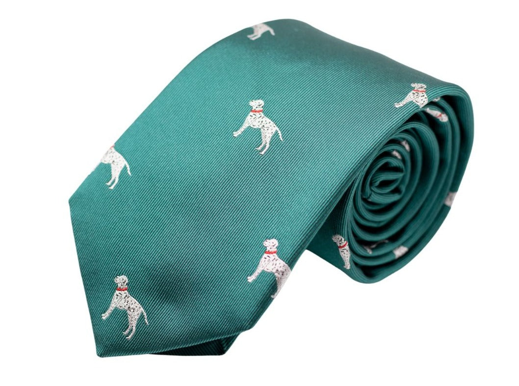 Dalmatian Dog Necktie- Emerald Green