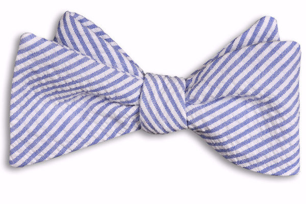 Classic Blue Seersucker Stripe Bow Tie | Self-Tie Bow Tie for Men ...
