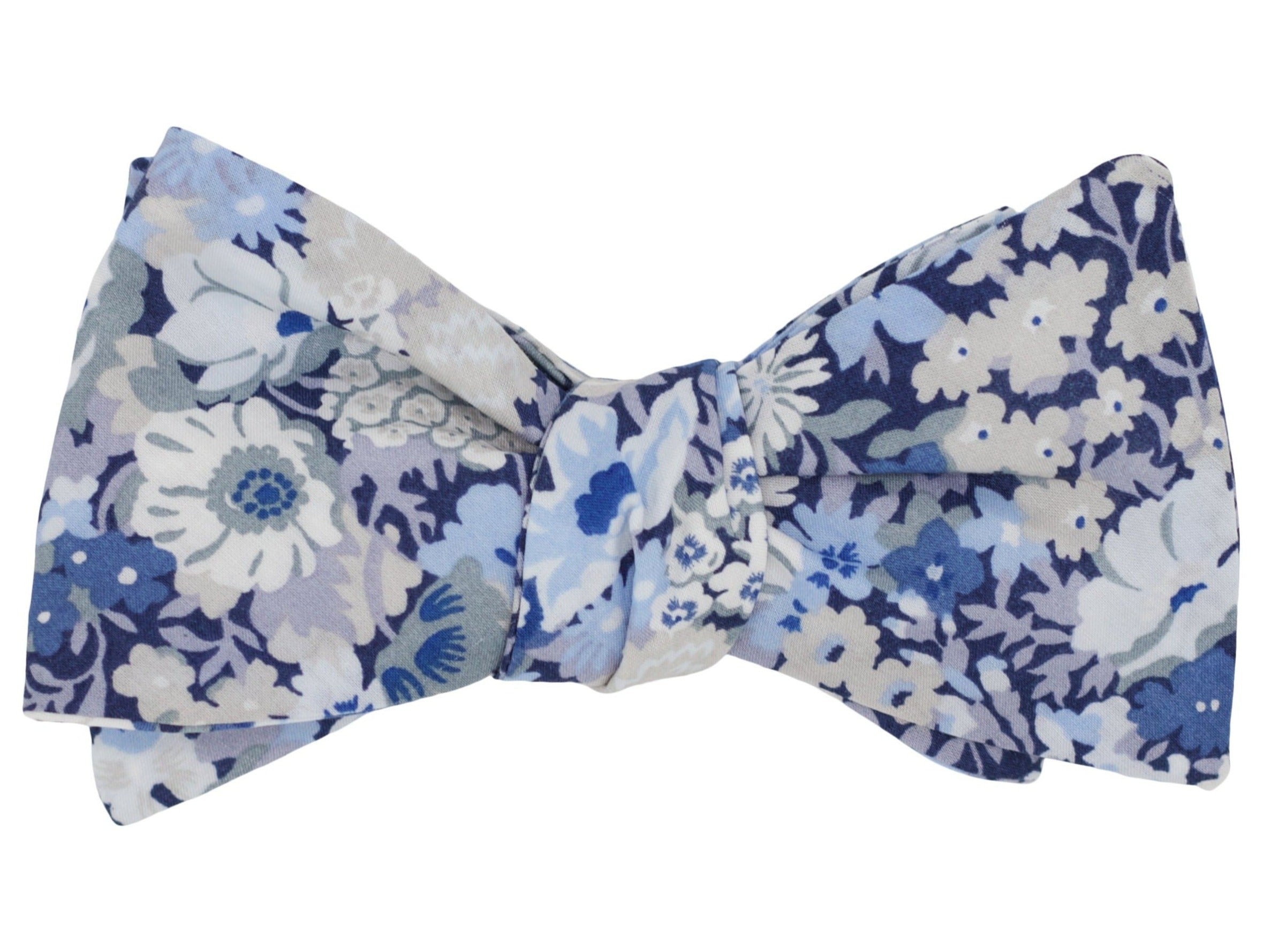 Cobalt Blue Flowered Bow Tie || 100% popular Cotton | Self-Tie