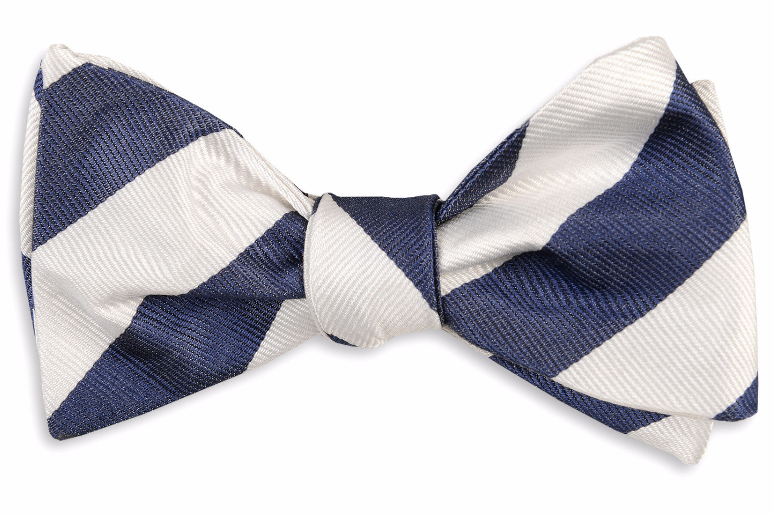 Classic Navy and White Stripe Bow Tie | Silk Bow Ties for Men - High Cotton