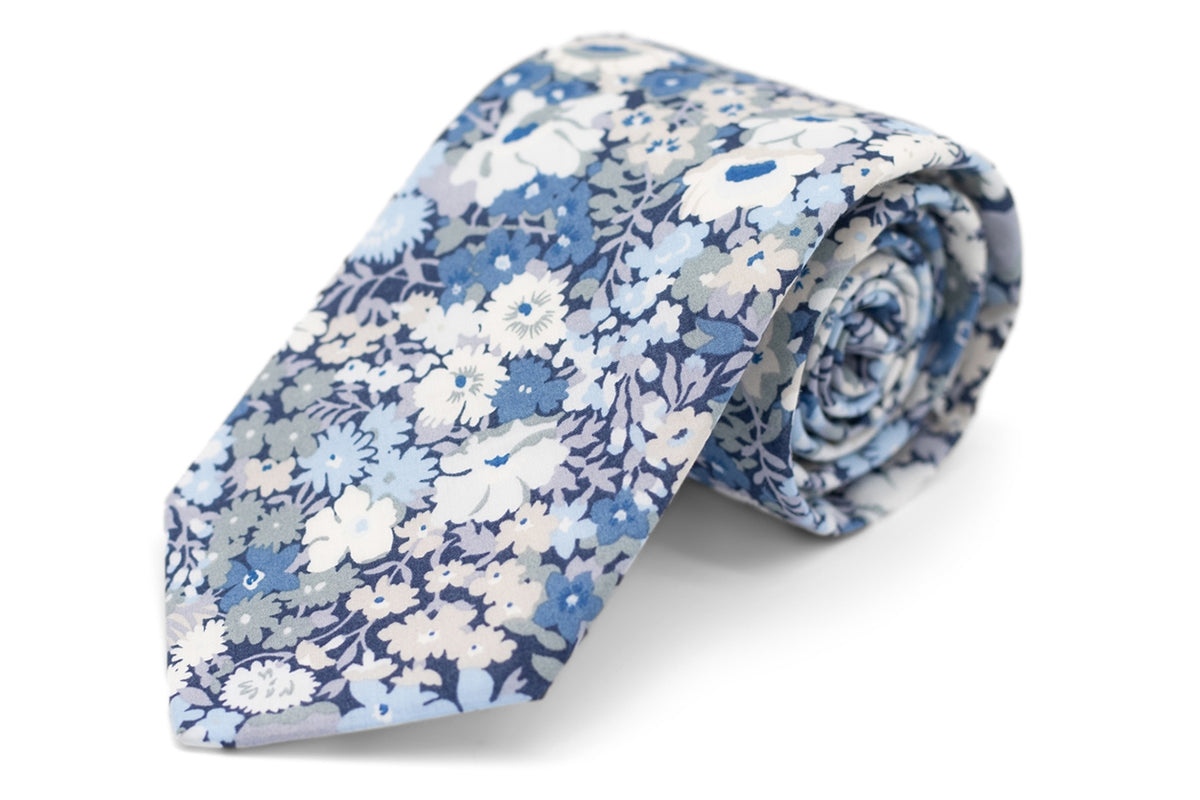 Blue Floral Necktie | Handcrafted Neckties | Men's Wedding Attire ...