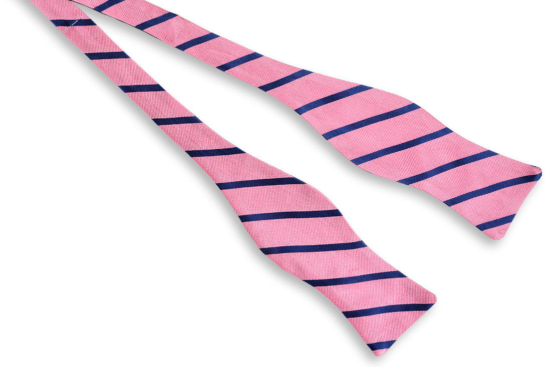 Navy Blue Tie with Narrow Pink Stripes 